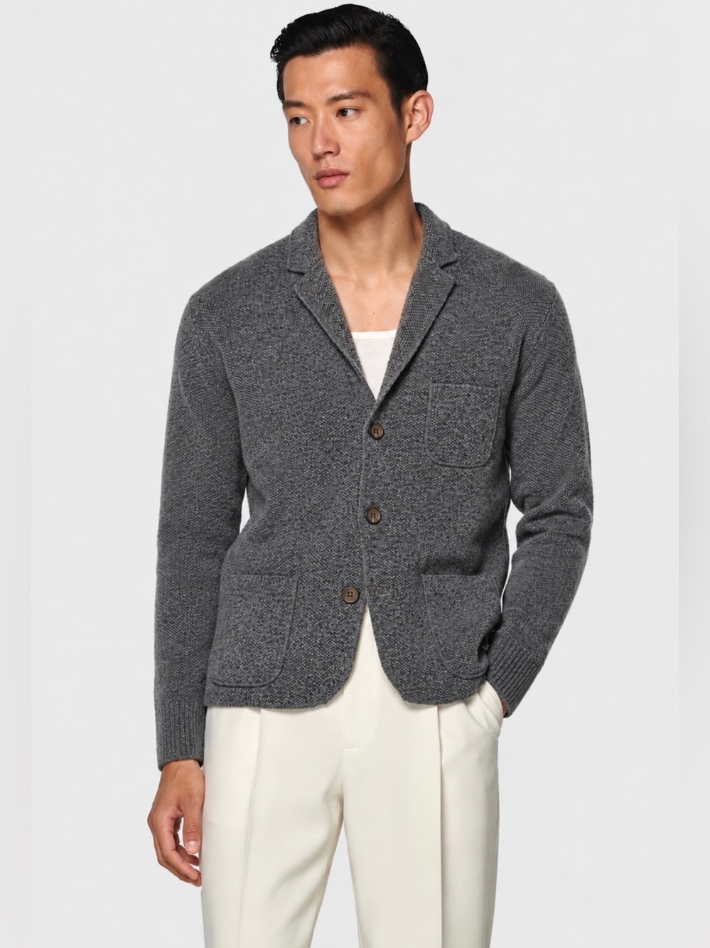 Report Collection Wool Blend Men’s Gray Cardigan Sweater XXL NWT Preppy Casual
